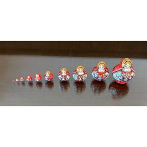 10 Vtg Russian Matryoshka Nesting Dolls Hand Painted Signed ABP 1.5'' & Smaller